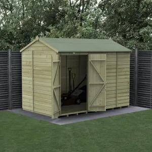 Forest Garden Beckwood 10x6 Reverse Apex Shed with No Windows and Double Door