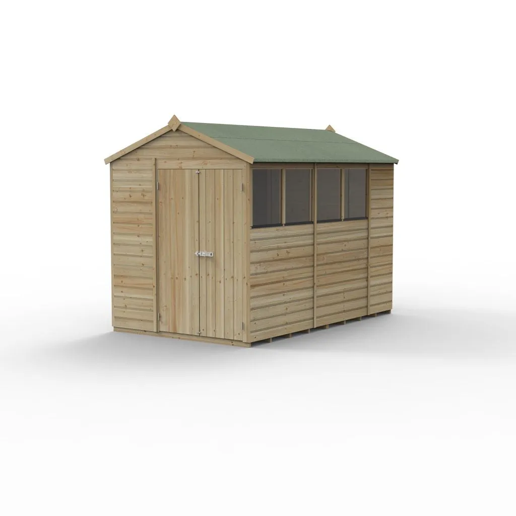 Forest Garden Beckwood 6x10 Apex Shed with 4 Windows and Double Door