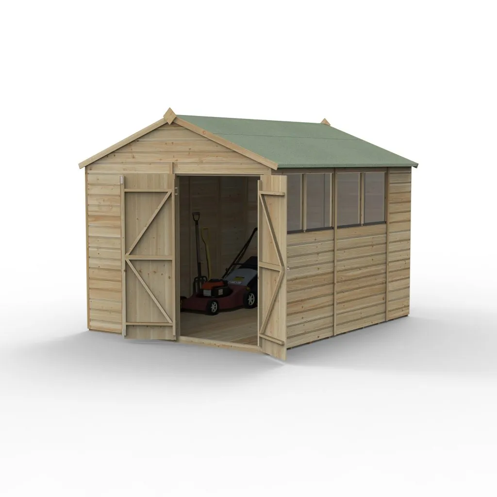 Forest Garden Beckwood 8x10 Apex Shed with 4 Windows and Double Door