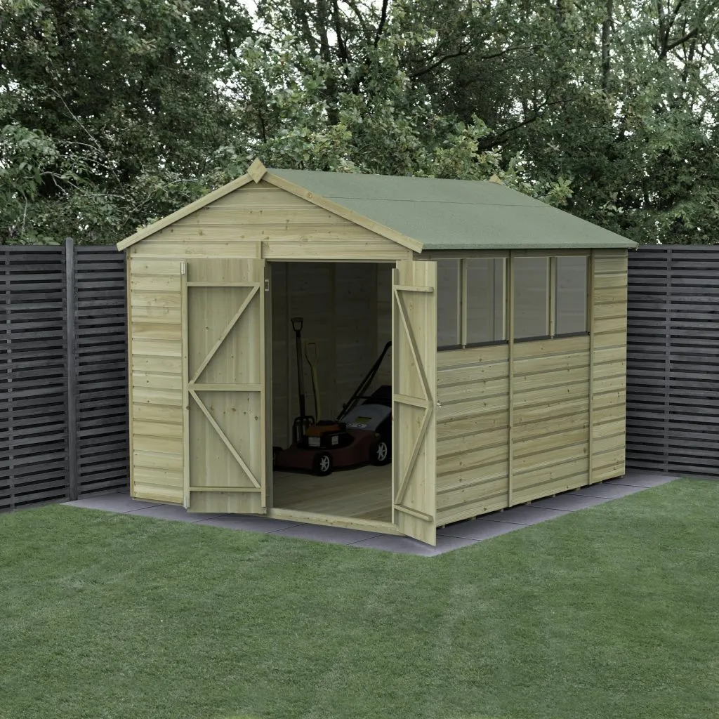 Forest Garden Beckwood 8x10 Apex Shed with 4 Windows and Double Door
