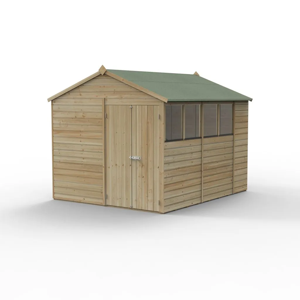 Forest Garden Beckwood 8x10 Apex Shed with 4 Windows and Double Door