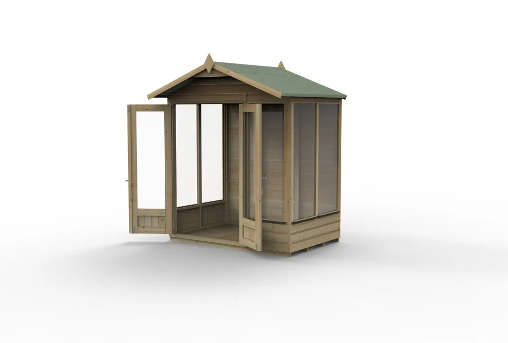 Forest Garden Beckwood Apex Summerhouse 6x4 with Double Door and 5 Windows