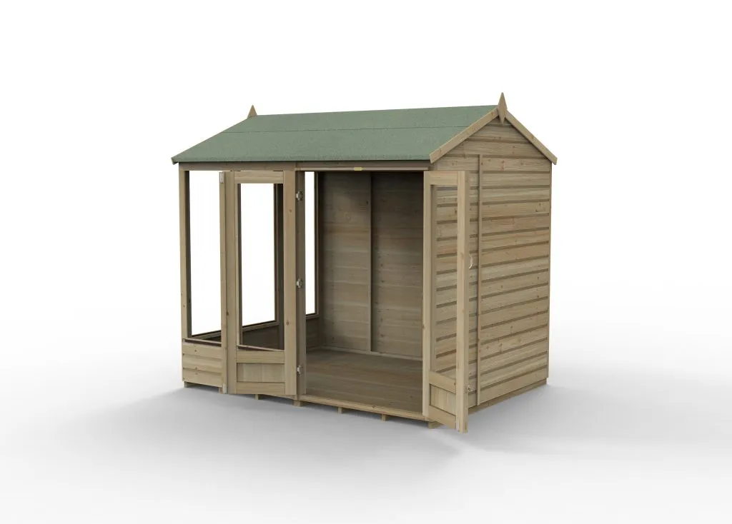Forest Garden Beckwood Reverse Apex Summerhouse 8x6 - Double Door - 5 Windows