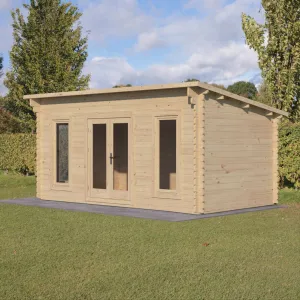 Forest Garden Elmley 5m x 3m Log Cabin Double Glazed 24kg Polyester Felt, No Underlay