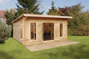 Forest Garden Mendip 5m x 4m Double Glazed Log Cabin 24kg Polyester Felt No Underlay