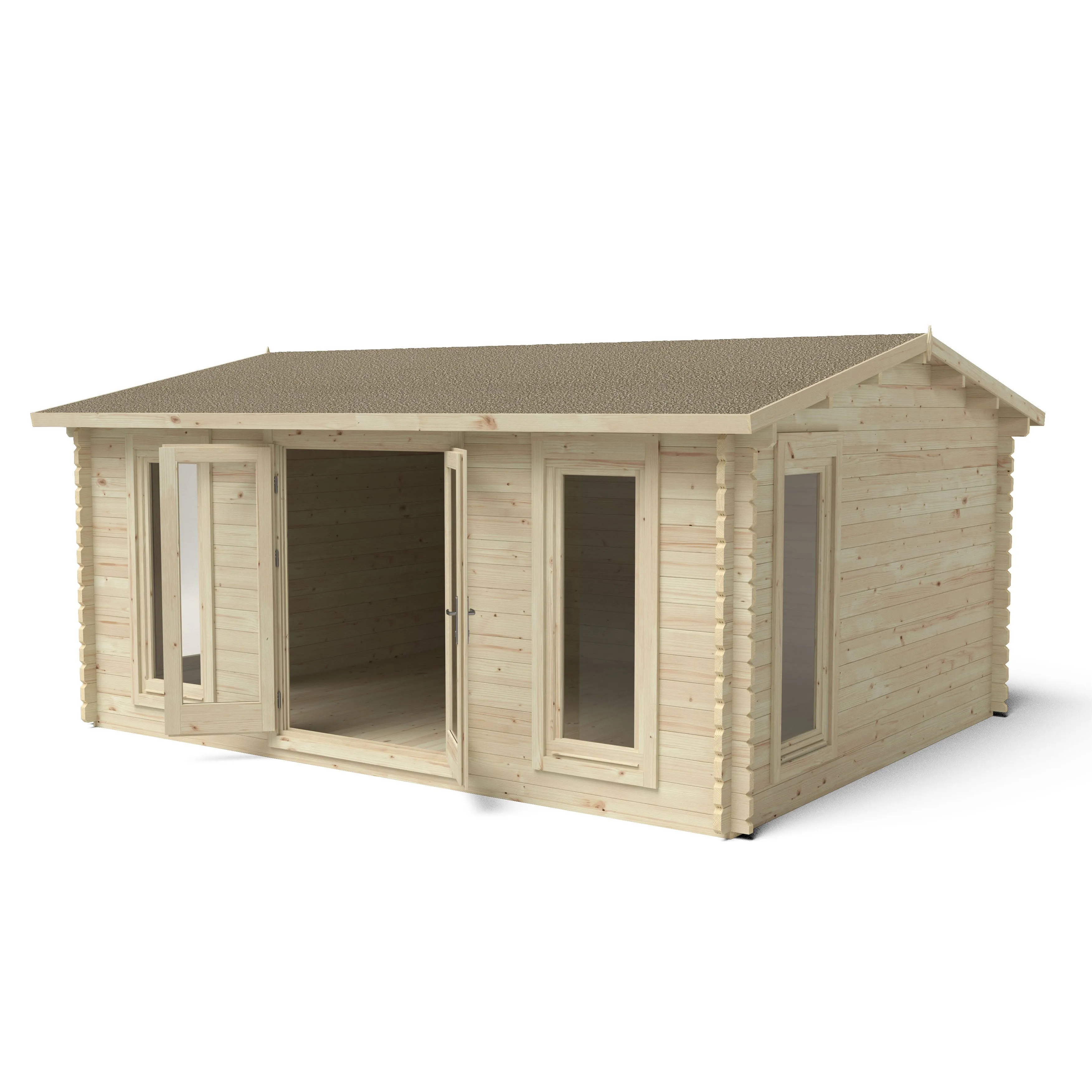 Forest Garden Rushock 5x4m Double Glazed Log Cabin with 24kg Polyester Felt - No Underlay