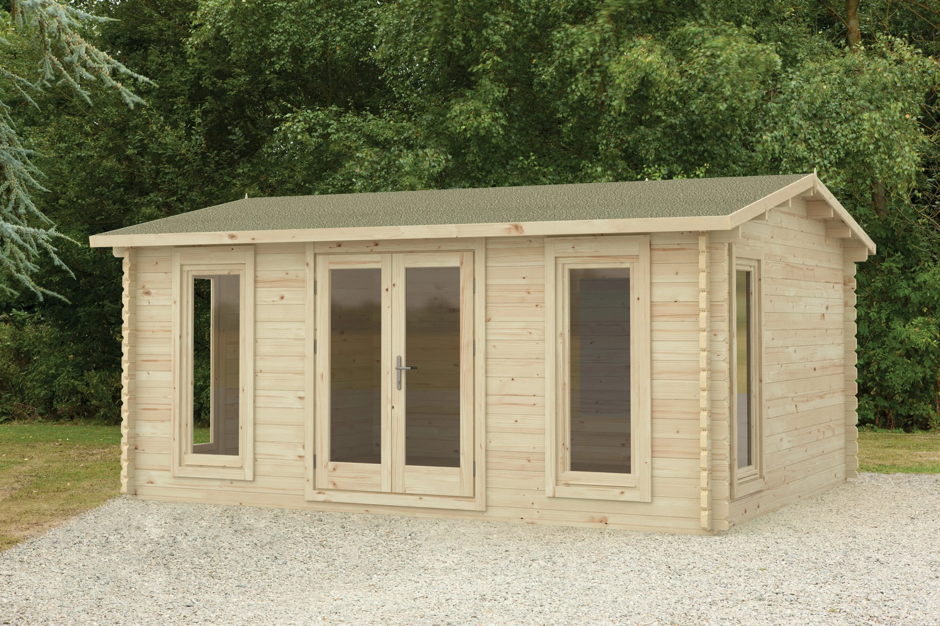 Forest Garden Rushock 5x4m Double Glazed Log Cabin with 24kg Polyester Felt - No Underlay