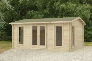 Forest Garden Rushock 5x4m Double Glazed Log Cabin with Felt Shingles and Underlay