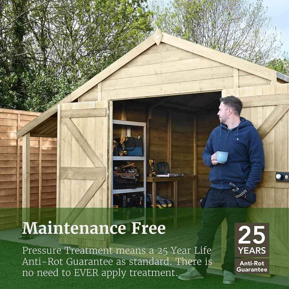 Forest Garden Timberdale 10x6 Reverse Apex Shed without Windows