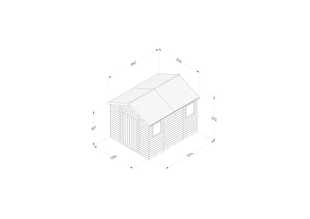 Forest Garden Timberdale 10x8 Apex Shed - Two Windows