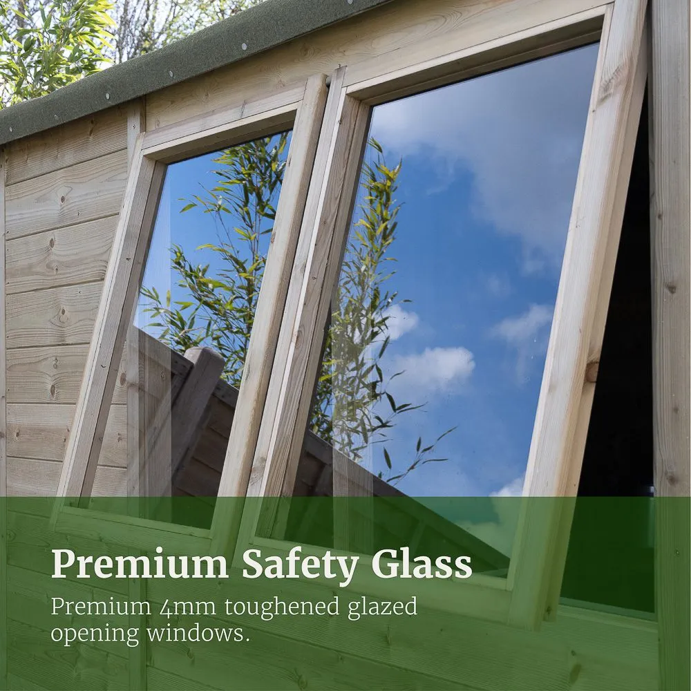 Forest Garden Timberdale 10x8 Apex Shed with No Windows and Double Door with Log Store