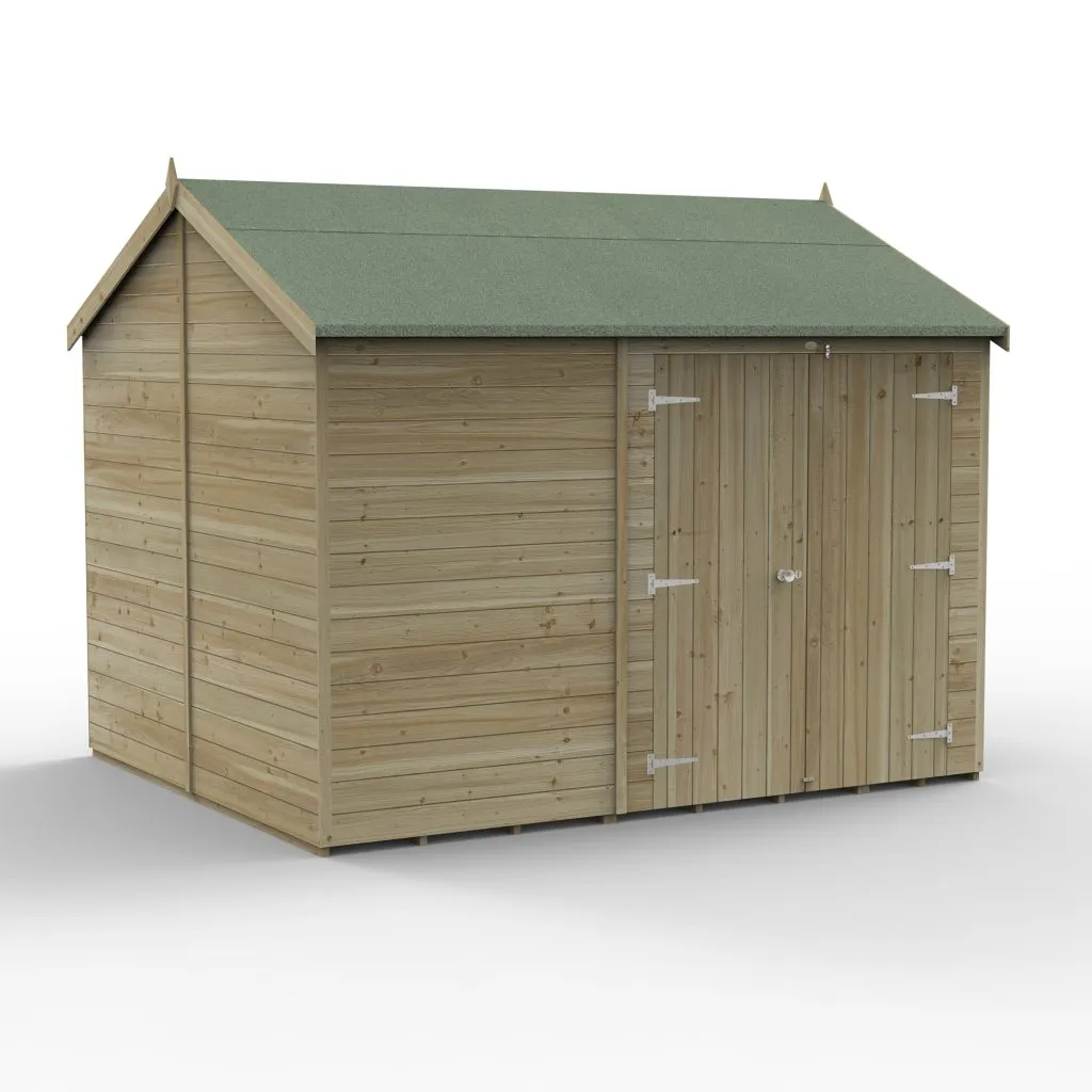 Forest Garden Timberdale 10x8 Reverse Apex Shed with No Windows and Double Door