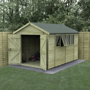 Forest Garden Timberdale 12x8 Apex Shed - Four Windows - Double Door