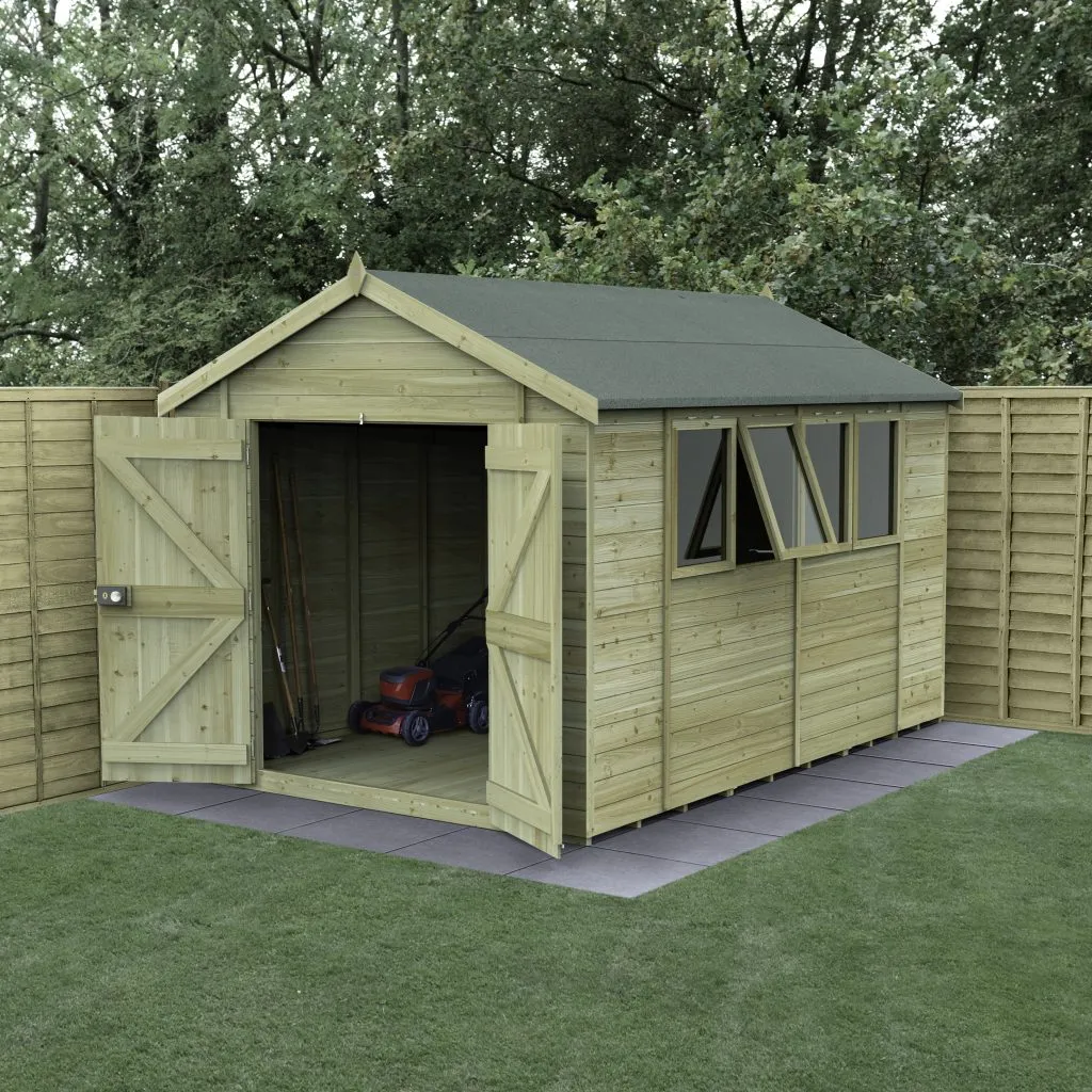 Forest Garden Timberdale 12x8 Apex Shed - Four Windows - Double Door