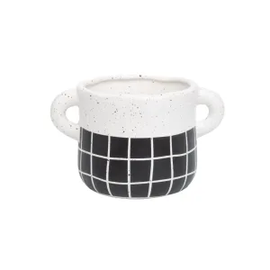 Handmade Handled | Planter Vase | Black | 11cm