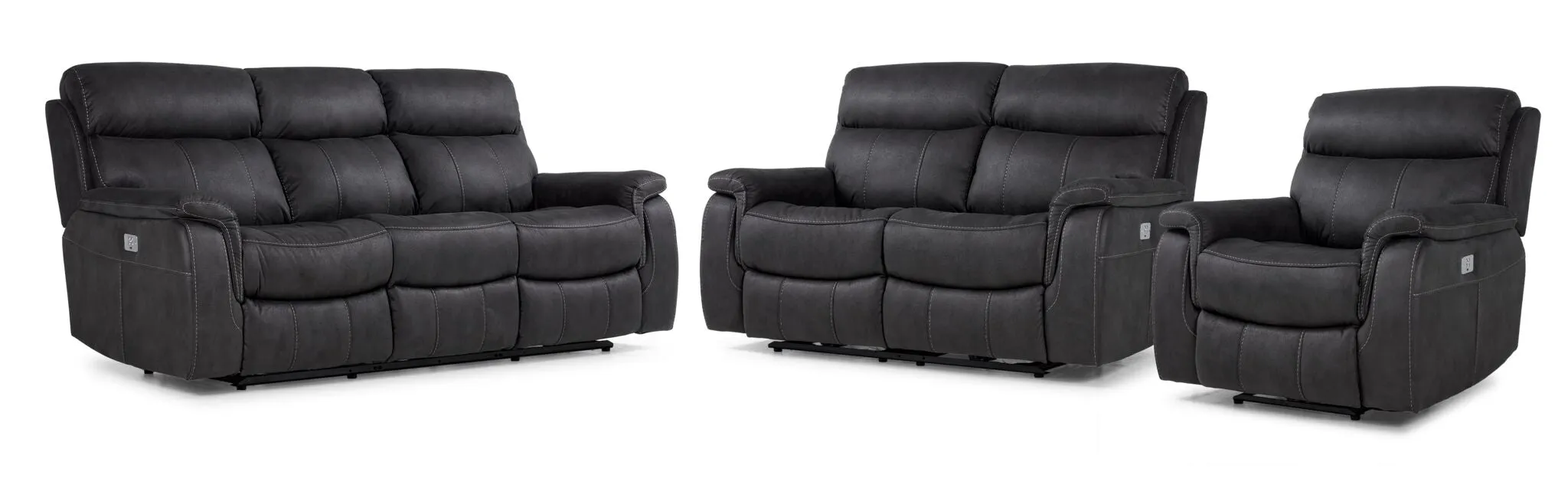 Haven Dual Power Reclining Sofa, Loveseat and Recliner Set - Grey