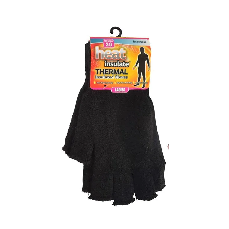Heat Insulate, Ladies, Fingerless Gloves, Black
