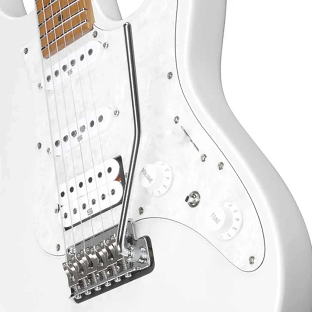 Ibanez AZ2204 Electric Guitar with Roasted Maple Fretboard and Case - Pearl White