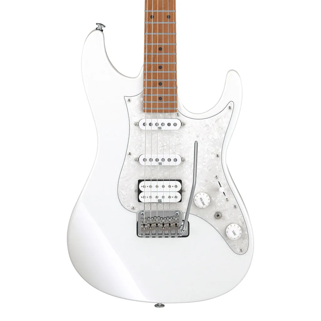 Ibanez AZ2204 Electric Guitar with Roasted Maple Fretboard and Case - Pearl White