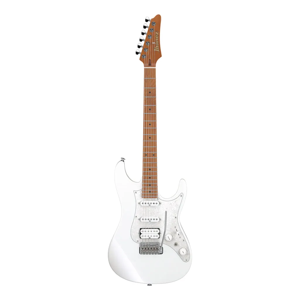 Ibanez AZ2204 Electric Guitar with Roasted Maple Fretboard and Case - Pearl White