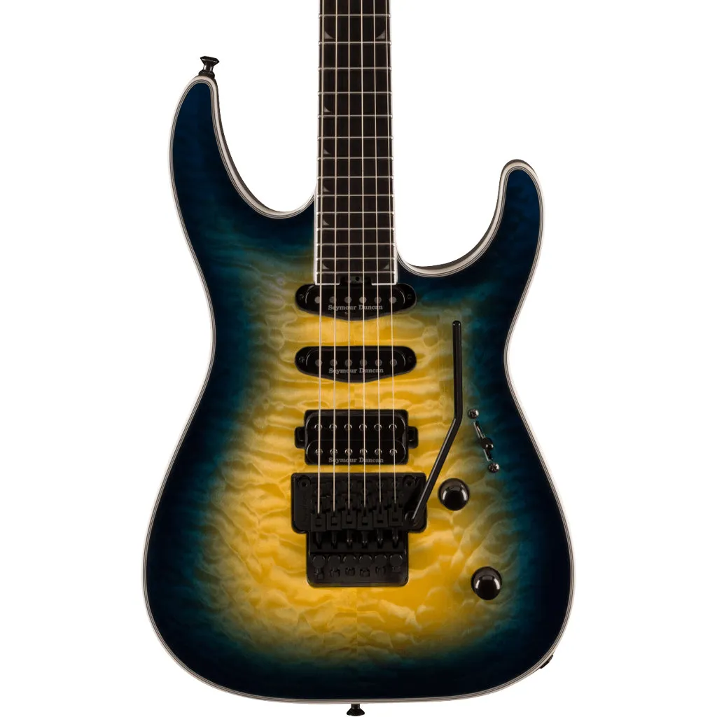 Jackson Pro Plus Series Soloist SLA3Q, Ebony Fingerboard, Amber Blue Burst