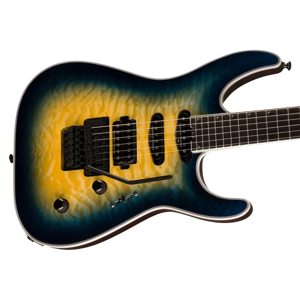 Jackson Pro Plus Series Soloist SLA3Q, Ebony Fingerboard, Amber Blue Burst
