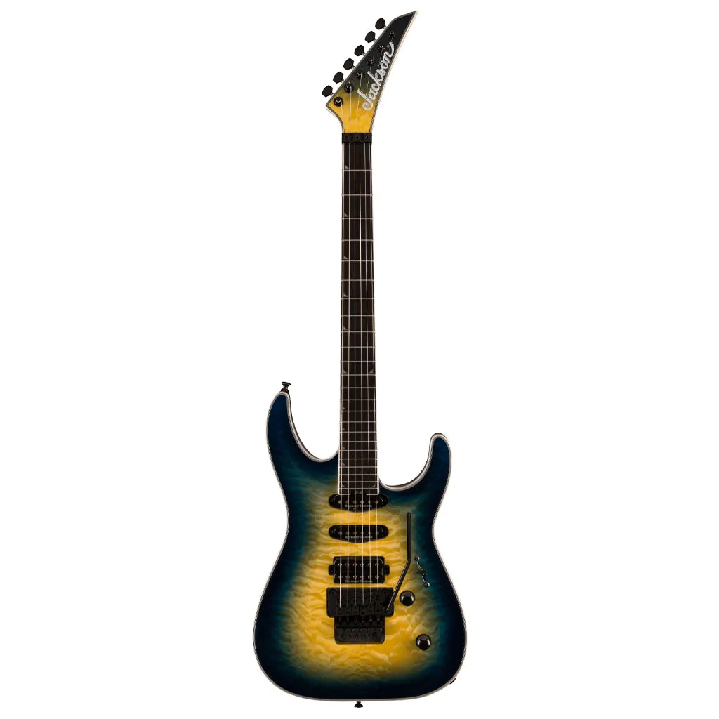 Jackson Pro Plus Series Soloist SLA3Q, Ebony Fingerboard, Amber Blue Burst