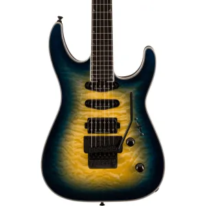 Jackson Pro Plus Series Soloist SLA3Q, Ebony Fingerboard, Amber Blue Burst