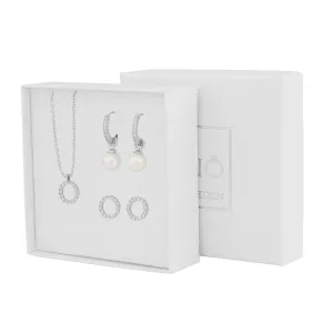 Judy Necklace & Earrings Set | Silver Plated with Freshwater Pearl