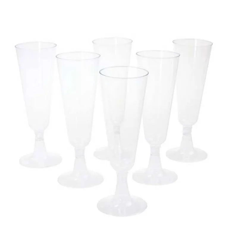 L&L Party Plastic Champagne Glasses, 6pk
