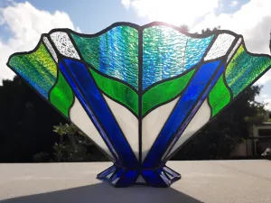 LARGE UNIQUE STAINED GLASS LIGHT SHADE