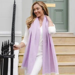 Lightweight Herringbone Scarf with Fringe | Violet