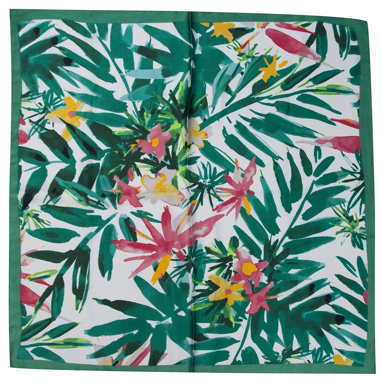 Lightweight Tropical Jungle Neckerchief | Green & Pink