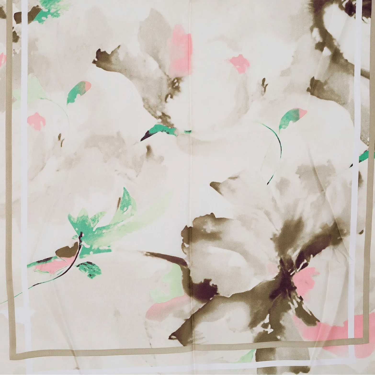 Lightweight Watercolour Flower Scarf | Pink & Grey