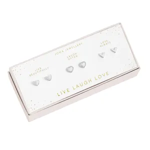 'Live Laugh Love' Celebration Earring Set | Silver Plated | 3 Piece