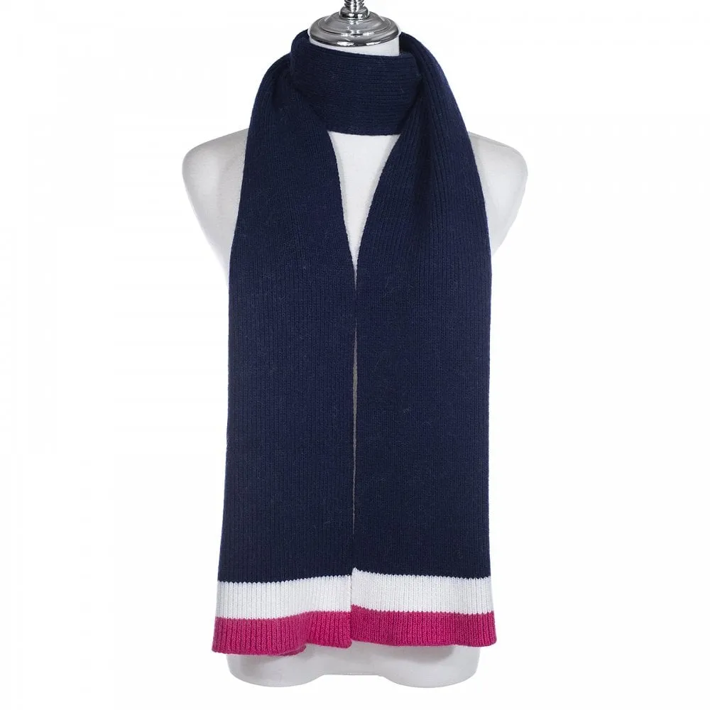 Long Winter Scarf | Navy/Pink/White