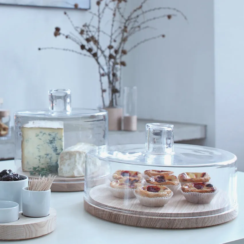 Lsa | Lotta Cheese & Pastry Dome With Ash Base - Clear