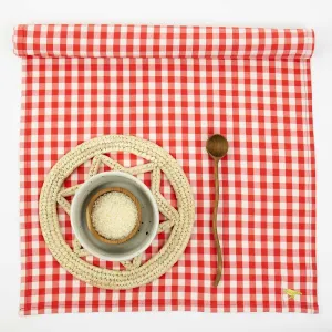 Maria Table Runner - Red & Off White