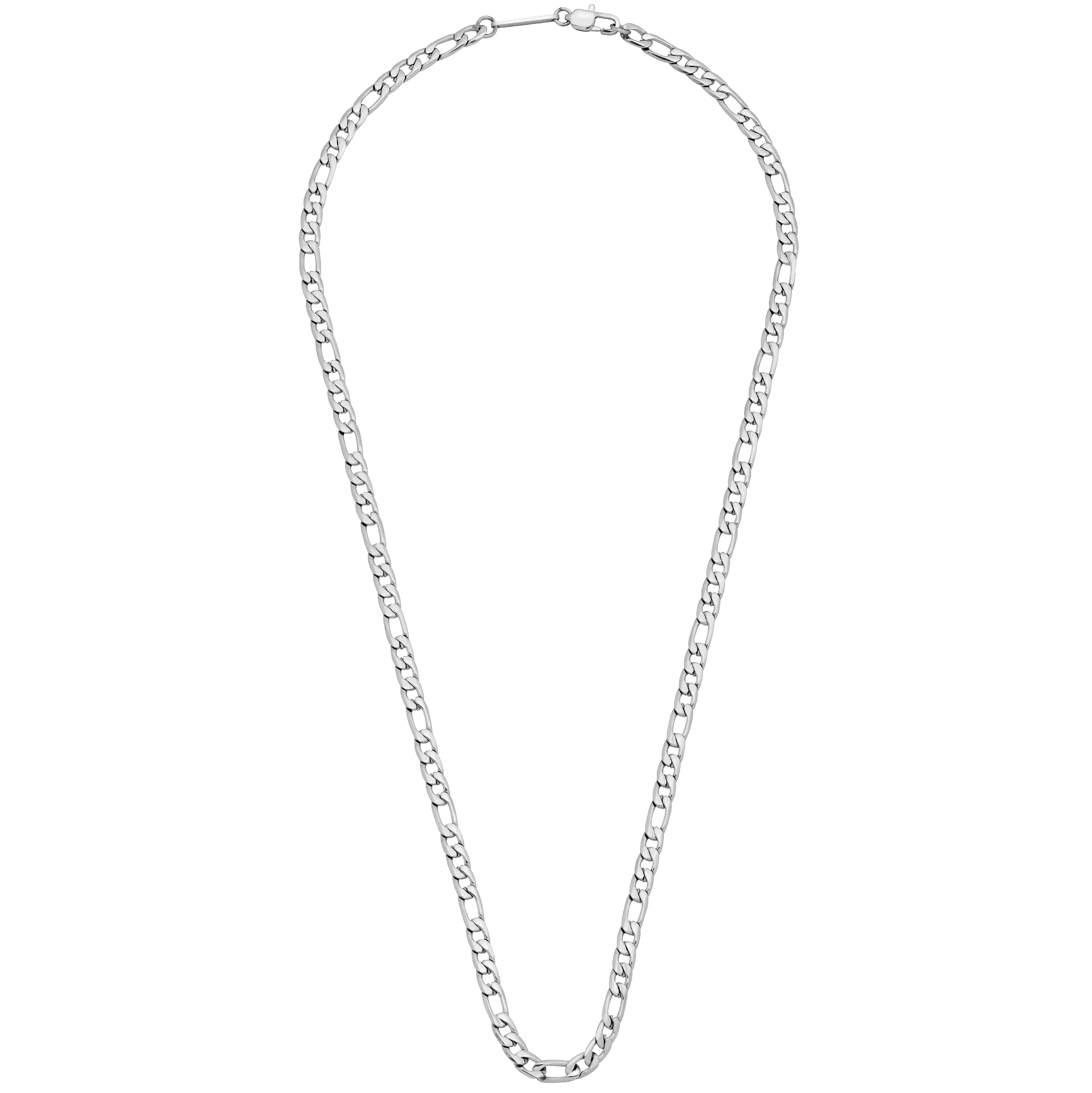 Men's Figaro Chain Necklace | Rhodium Plated Steel