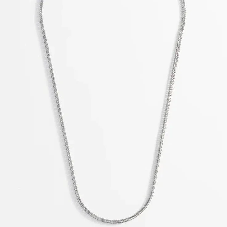 Men's Foxtail Chain Necklace | Rhodium Plated Steel