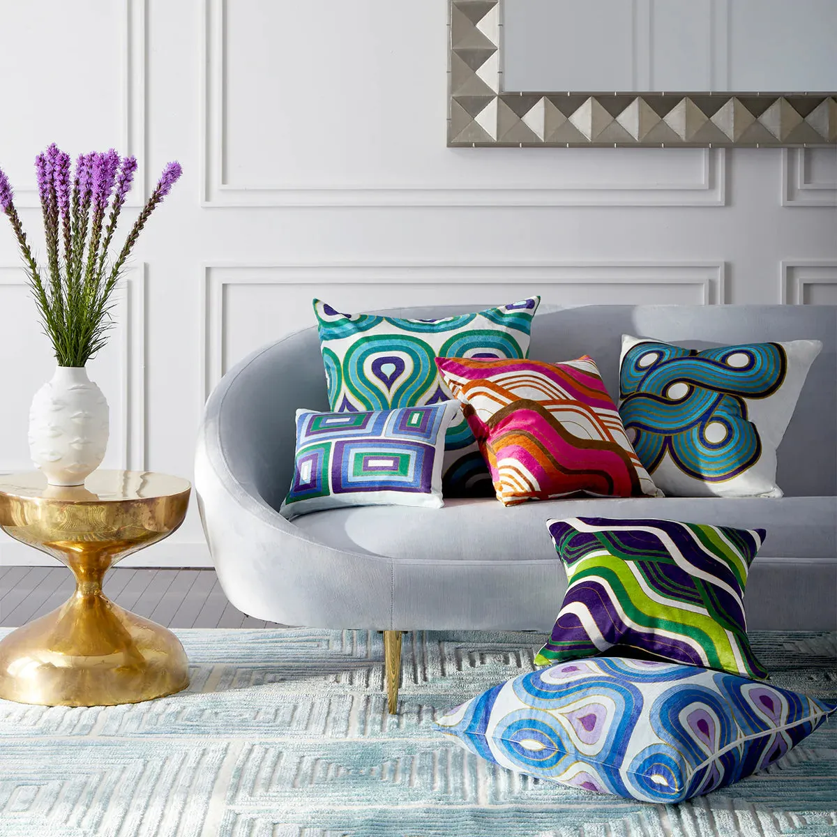 Milano Concentric Loops Cushion | Purple & Navy | 56cm