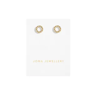Mini Charms Pav Circle Earrings | Gold Plated