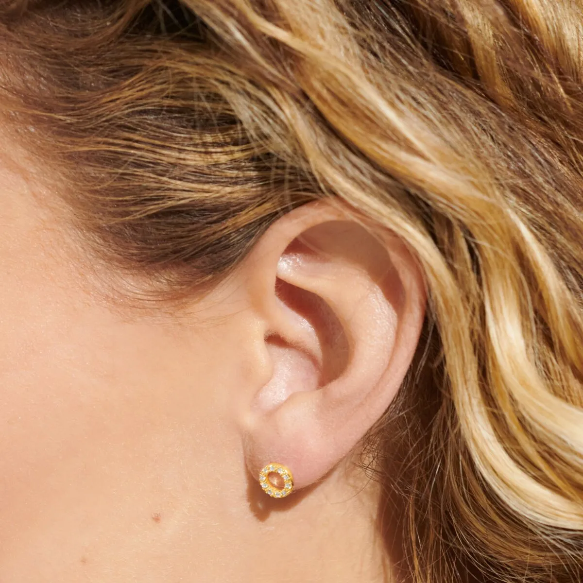 Mini Charms Pav Circle Earrings | Gold Plated