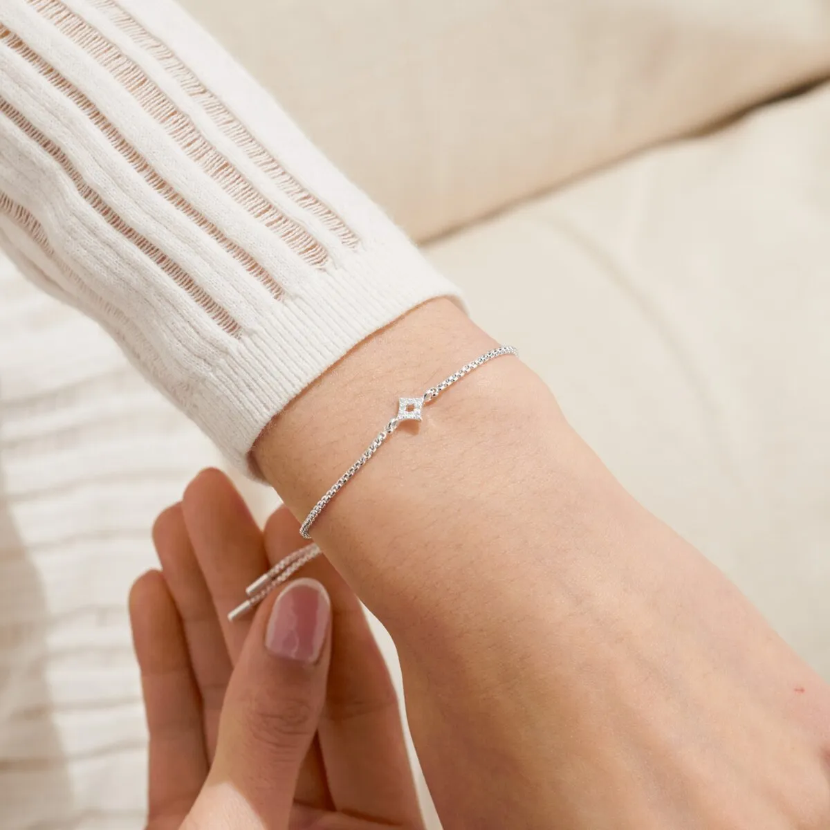 Mini Charms Pav Diamond Bracelet | Silver Plated