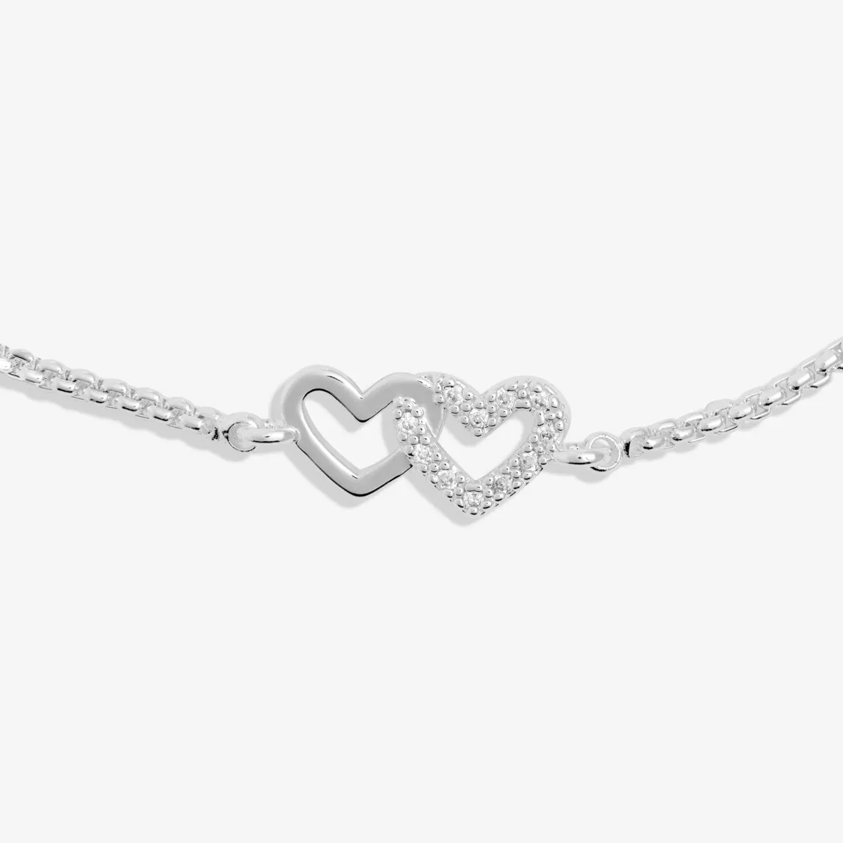 Mini Charms Pav Linked Hearts Bracelet | Silver Plated