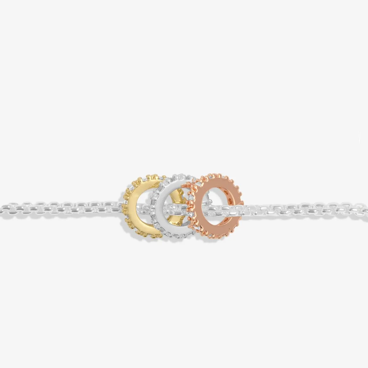 Mini Charms Three Tone Pav Bracelet | Silver, Gold & Rose Gold Plated