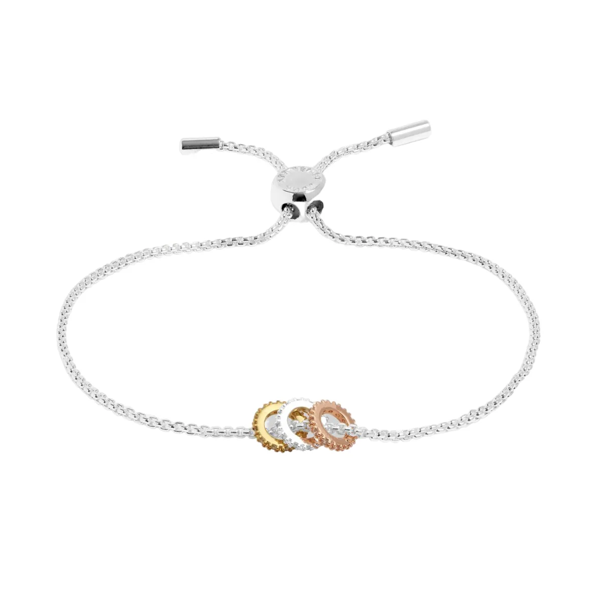 Mini Charms Three Tone Pav Bracelet | Silver, Gold & Rose Gold Plated