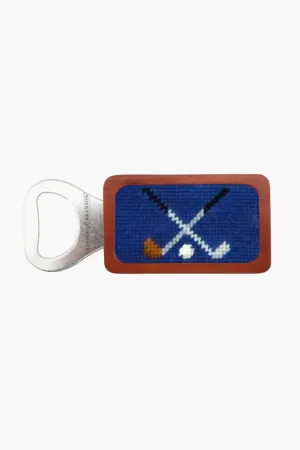 Navy Crossed Clubs Needlepoint Bottle Opener