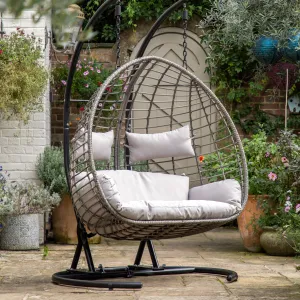 Outdoor Adanero Hanging 2 Seat Egg Chair | Natural Wicker