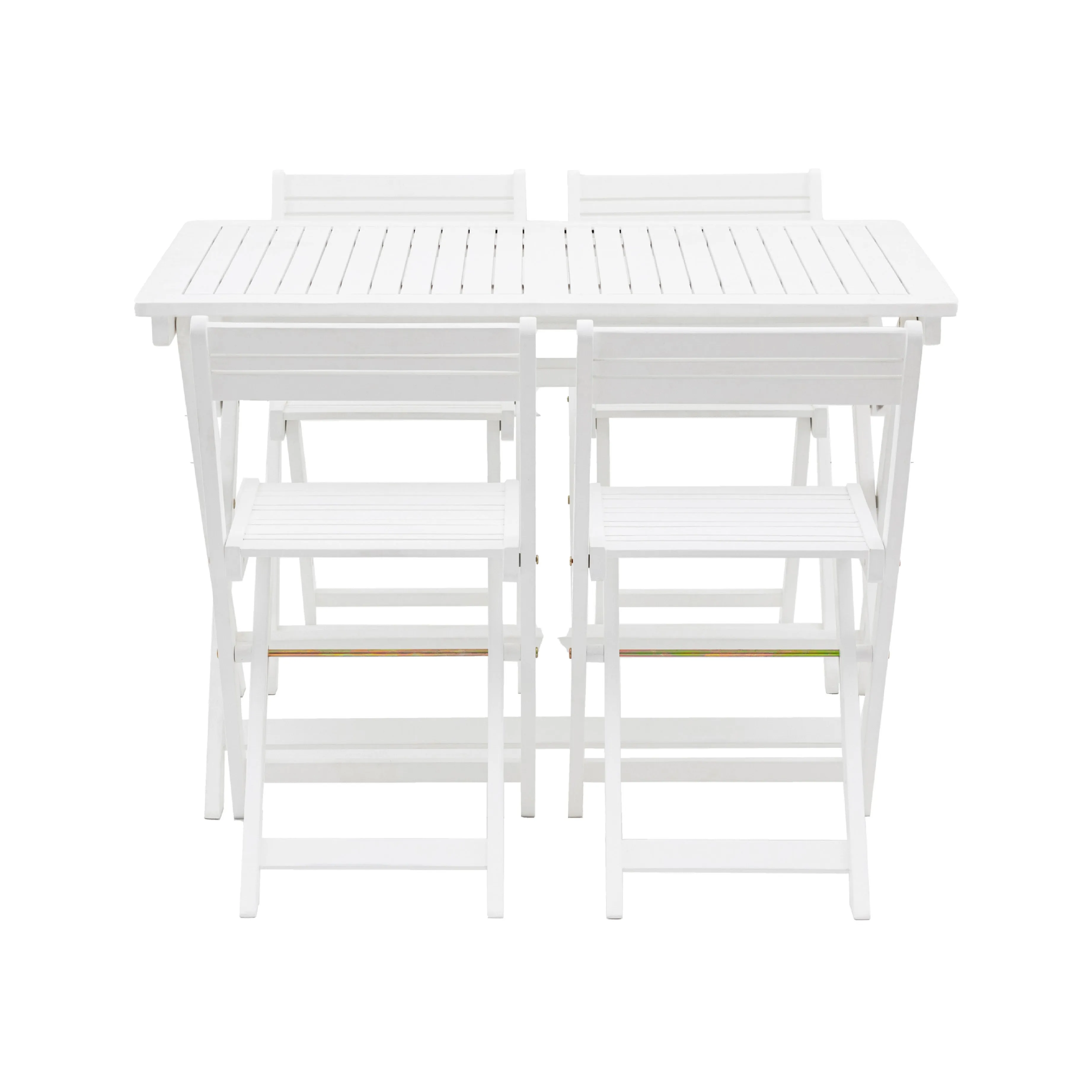 Outdoor Lindos 4 Seat Folding Dining Set | White Acacia